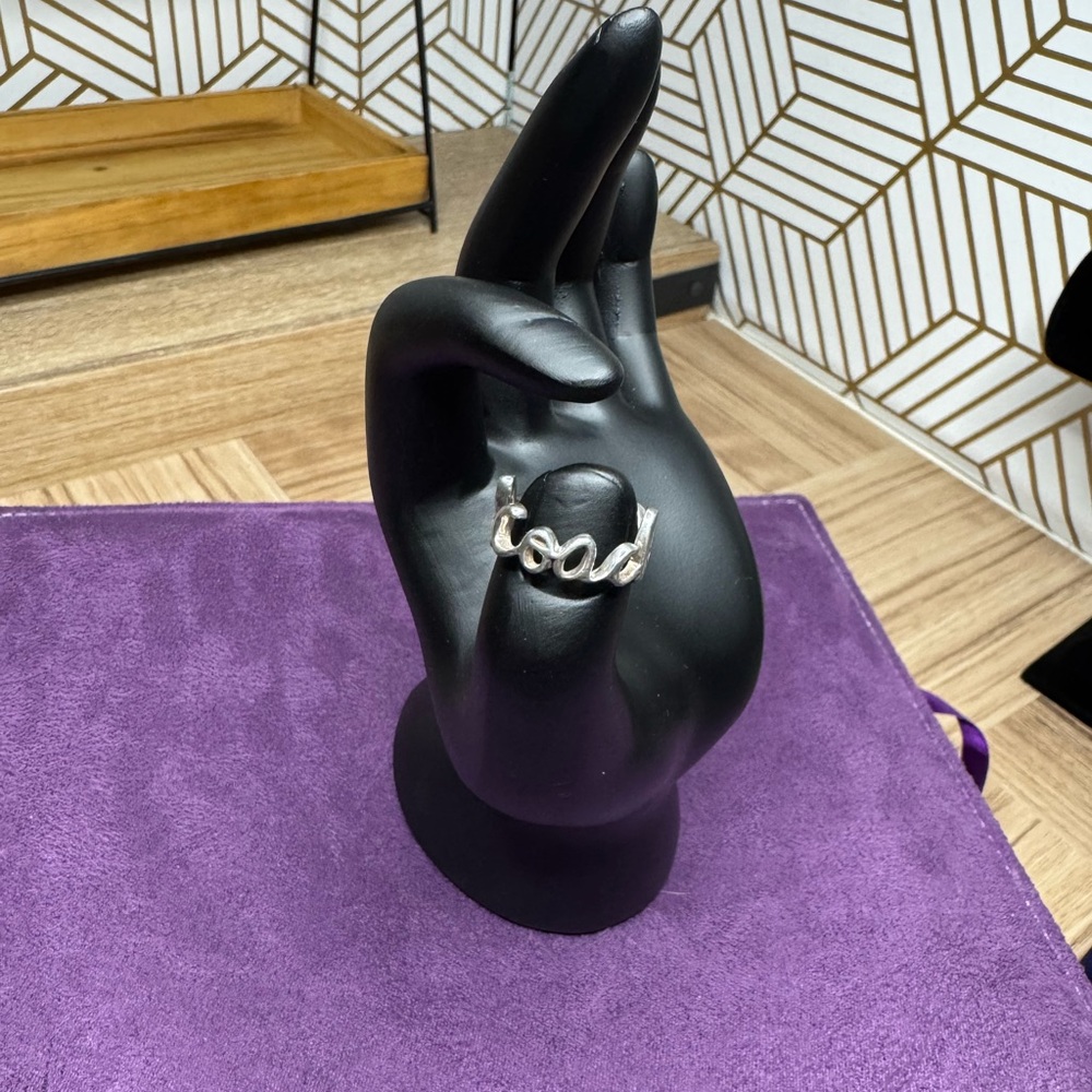 Silver Coach Script Ring - Vintage - image 7